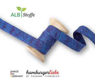 Hoodiekordel - Flachkordel - Cord Me - 12mm - Queens United - Melange - Hamburger Liebe - Stahlblau/Royalblau