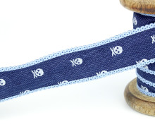 Dekoband - Jeans - Totenkopf - Dunkel.Bl./Hell.Bl.