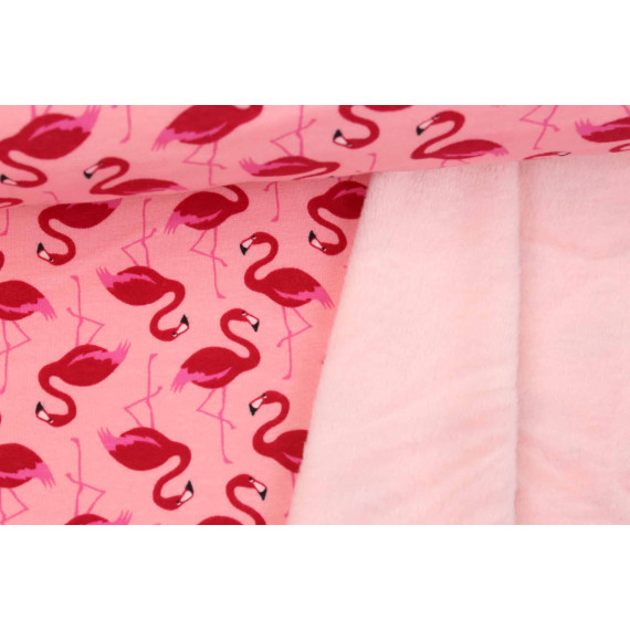 Alpenfleece - Kuschelstoff - Fluffy Flamingos - Rosa