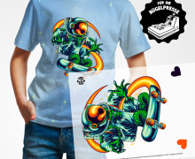 Onkel Bo's Bügelbilder - DIN A4 - Skateboarding Alien - Mix and Match Kombi