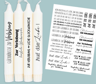 DIN A4 - Tattoofolie - Verlobung - Glückwünsche - für Kerzen / Keramik