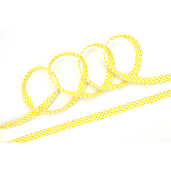 3 Meter Paspelband - Biesenband - Vichy - Karo - Gelb