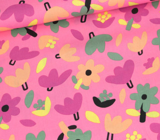 Bio Baumwolle - Webware - Popelin - JENNIFER BOURON - Petites Fleurs - Rosenrosa