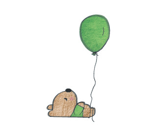 Stickdatei Bär mit Ballon, Doodle Applikation 13 x 18
