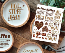 Rub-On Sticker - Kaffee - für Untersetzer - Tante Henni Rubon - vielfältig nutzbar