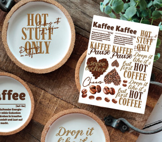 Rub-On Sticker - Kaffee - für Untersetzer - Tante Henni Rubon - vielfältig nutzbar