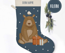 DIY-Nähset - Nikolaussocke - KLEIN - Softshell - Woodland - kleiner Bär
