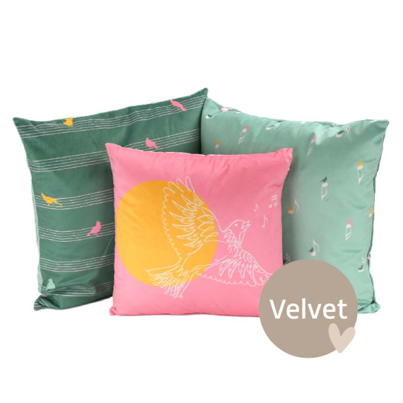 Kissenstoff - DIY - Kissen-Set - Ruf des Frühlings - Velvet - federfrey Design - abby and amy