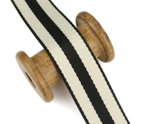 1m Weiches Gurtband - Uni - 38mm - Warmweiße Streifen - Schwarz