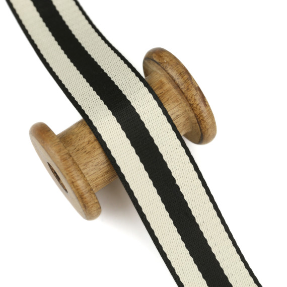 1m Weiches Gurtband - Uni - 38mm - Warmweiße Streifen - Schwarz