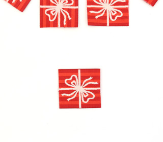 1 Label - Schleife - Streifen - Dunkelrot/Rot