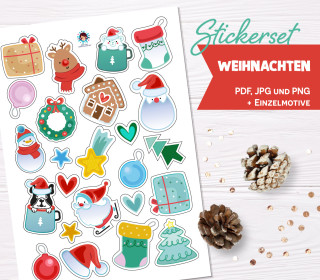 FREEBIE - Digitale Sticker - Frohe Weihnachten - zum Ausdrucken | Print & Cut