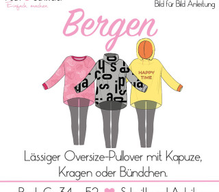 Oversize Pullover „Bergen“ mit Kapuze, Kragen oder Bündchen Gr. 34 – 52 in A4 und A0 (Einzel- und Mehrgrößenschnitt) Pech&Schwefel PechundSchwefel Pech und Schwefel