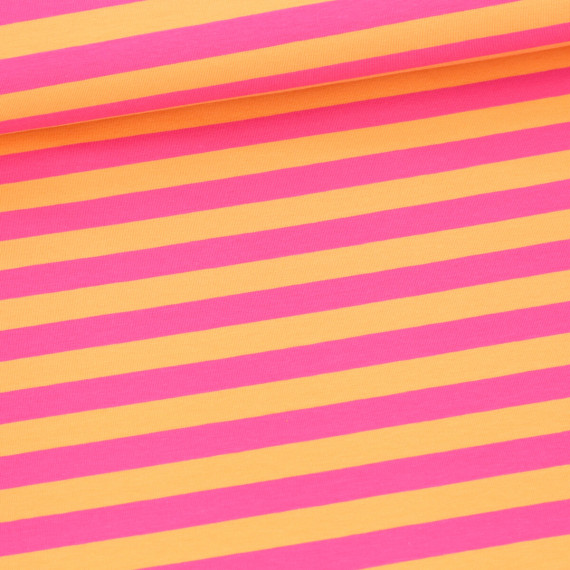 Bio-Jersey - Summer Stripes - Pink/Mandarine - Hamburger Liebe