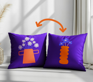 Genähtes Kissen inkl. Inlet - Flower Explosion - Orange Vases - Mein Hanseherz