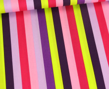 Baumwolle - Webware - Fine Poplin - Summer Stripes - Rosa/Flieder/Gelbgrün
