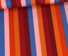 Baumwolle - Webware - Fine Poplin - Summer Stripes - Lachsrosa/Orange/Bordeaux