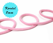 1m Hoodieband - Baumwollkordel - Uni - 8mm - Rosa