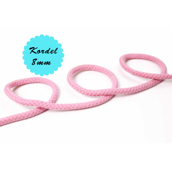1m Hoodieband - Baumwollkordel - Uni - 8mm - Rosa