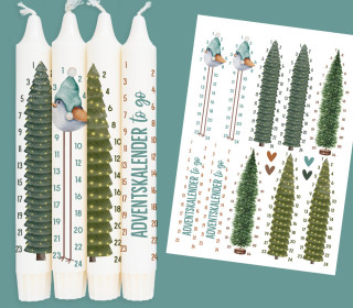 DIN A4 - Tattoofolie - Adventskalender To Go - Tannenbaum - für Kerzen / Keramik