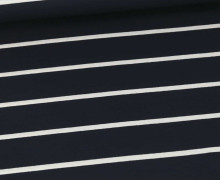 Viskose Jersey - Streifen - 36mm - Yarn Dyed - Warmweiß/Schwarzblau