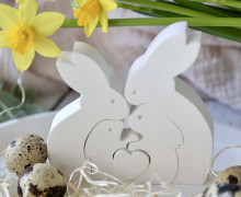 Silikon - Gießform - Osterhasen Familie mit Herz - Puzzle - vielfältig nutzbar