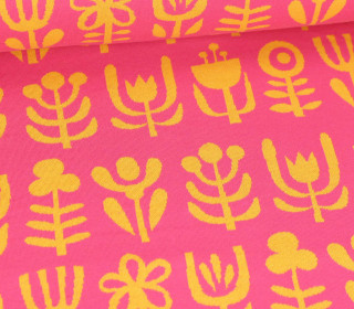 Bio-Jacquard - 2Farb Spezial Jacquard Jersey - Diversity - Evermore - Pink/Maisgelb - Hamburger Liebe