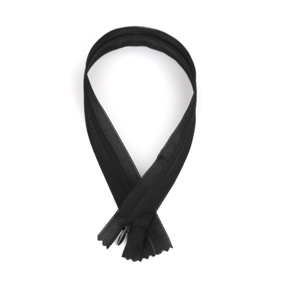 1x 40cm Reißverschluss - Spiralreißverschluss - Nahtverdeckt - Nicht Teilbar - Schwarz