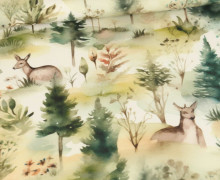 Sommersweat - Watercolor Forest - Rehe - Creme - Bio Qualität - abby and me
