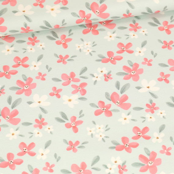 Sommersweat - Petal Paradise - Pastelltürkis - Bio Qualität - abby and me