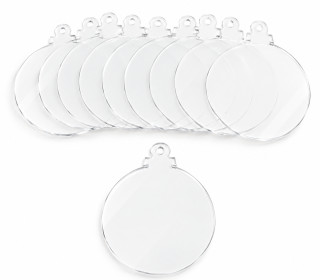 10 teiliges Acrylglasscheiben Set - Baumkugel - 2mm Dicke - mit Loch zum Aufhängen - für DIY Projekte & Bastelarbeiten - Transparent