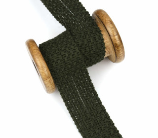 1 Meter Einfassband - Einfasstresse - Wolltresse - 32mm - Uni - Tannengrün