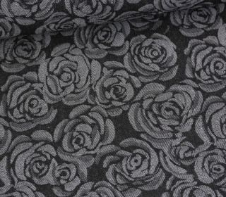 Jeans Jacquard - Jeansstoff - Denim - Floral - Rosenblüten - Schwarz