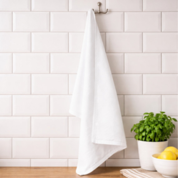 1 Hochwertiges Geschirrhandtuch - Baumwoll-Twill - 50x70cm - Rohling - Weiß