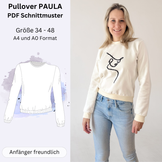 PAULA - klassischer Pullover mit Rundhalsausschnitt - Gr. 34-48