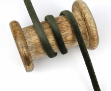 1m Samtschnur - Schmales Band - 6mm - Olivgrün Dunkel