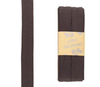 3 Meter Schrägband - Viskose Jersey - Schokoladenbraun - Dehnbar - 2,0cm x 3m - Zugeschnitten