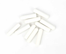 10 Kordelenden - Kunststoff - Länglich - Weiß