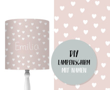 DIY Lampenschirm - Herzchen - Rosa/Weiß - Set - personalisierbar - zum Selbermachen