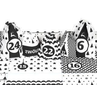 DIY Adventskalender - Säckchen - Zum Selber Nähen - Classic Christmas - Schwarz/Weiß - Weihnachten - abby and me