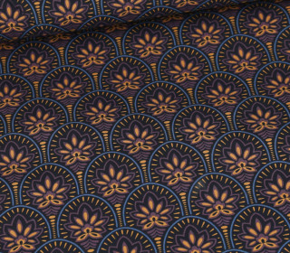 Beschichtete Baumwolle - Florales Muster - Schwarzblau