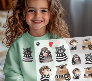 Onkel Bo's Bügelbilder - DIN A4 - fröhliche Tierfreunde - Schaf/Waschbär/Igel/Bär - ela ideen