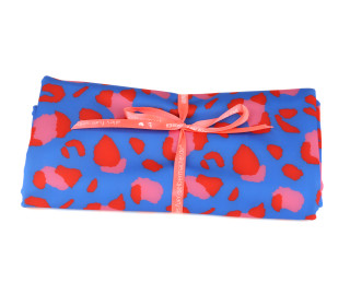 1,25m Zuschnitt - Badelycra - Leo Animal Print - Blau - Rosa/Rot - abby and me