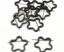 10 breite Schlüsselringe - Schlüsselanhänger - Blume - Schwarz