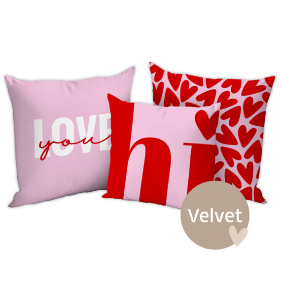 Kissenstoff - DIY - Kissen-Set - Hello Love - Velvet - studio.mARTinchen - abby and amy