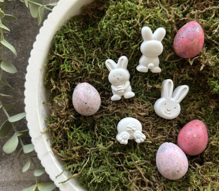 Silikon - Gießform - Matte - Hasenparade - Osterhasen - für 16 Figuren - vielseitig nutzbar