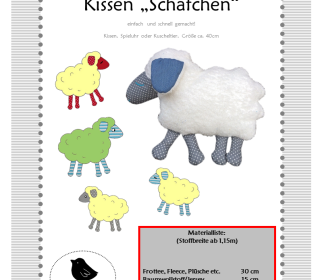 Nähanleitung und Schnittmuster Kissen Schaf