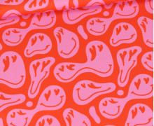 Outdoorstoff - Vibrant Valentine - Gesichter - Orangerot - abby and amy