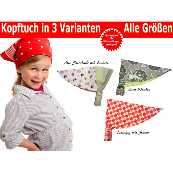 Schnittmuster  Kopftuch in 3 Varianten - inkl. Nähanleitung