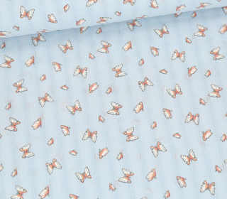 Baumwolle - Webware - Voile - Butterfly - Eingewebte Streifen - Hellblau